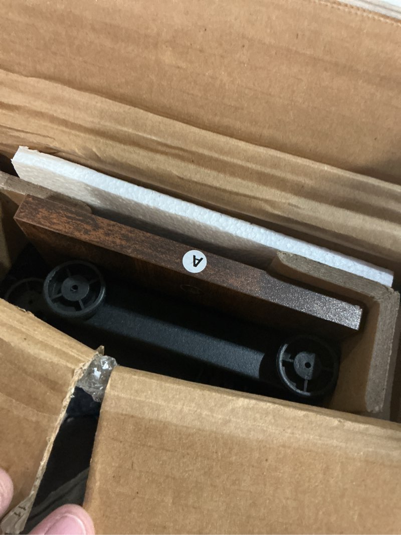 Condition photo showing As Is for 39 inch Narrow Console Table with Outlet,Adjustable Height(25"-37") Behind Sofa Table,Couch Behind Table Skinny,Couch Shelf with Charging Station,Long Entryway Tables for Living Room,Brown Rustic Brown 39" height-adjustable