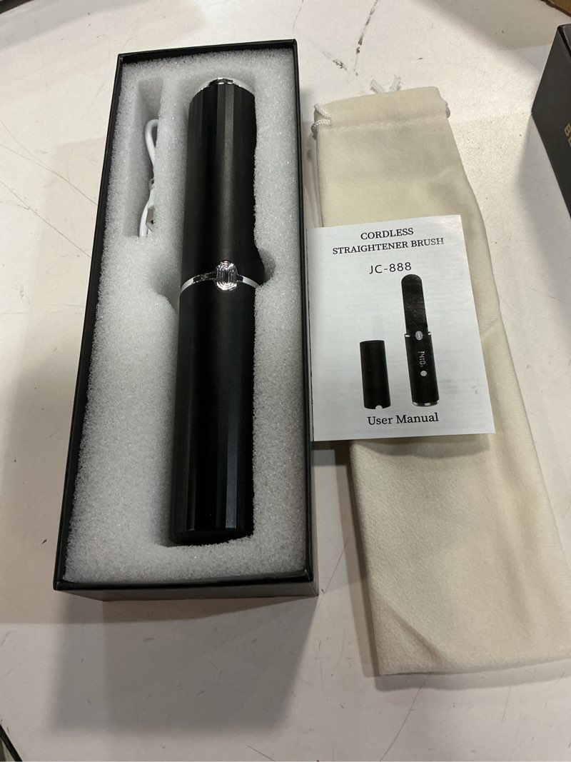 Condition photo showing Good Condition for beard straightener for men - cordless heated beard straightening comb with lcd, beard and hair straightener brush hot comb, anti-scald & automatic shut-off, portable for travel