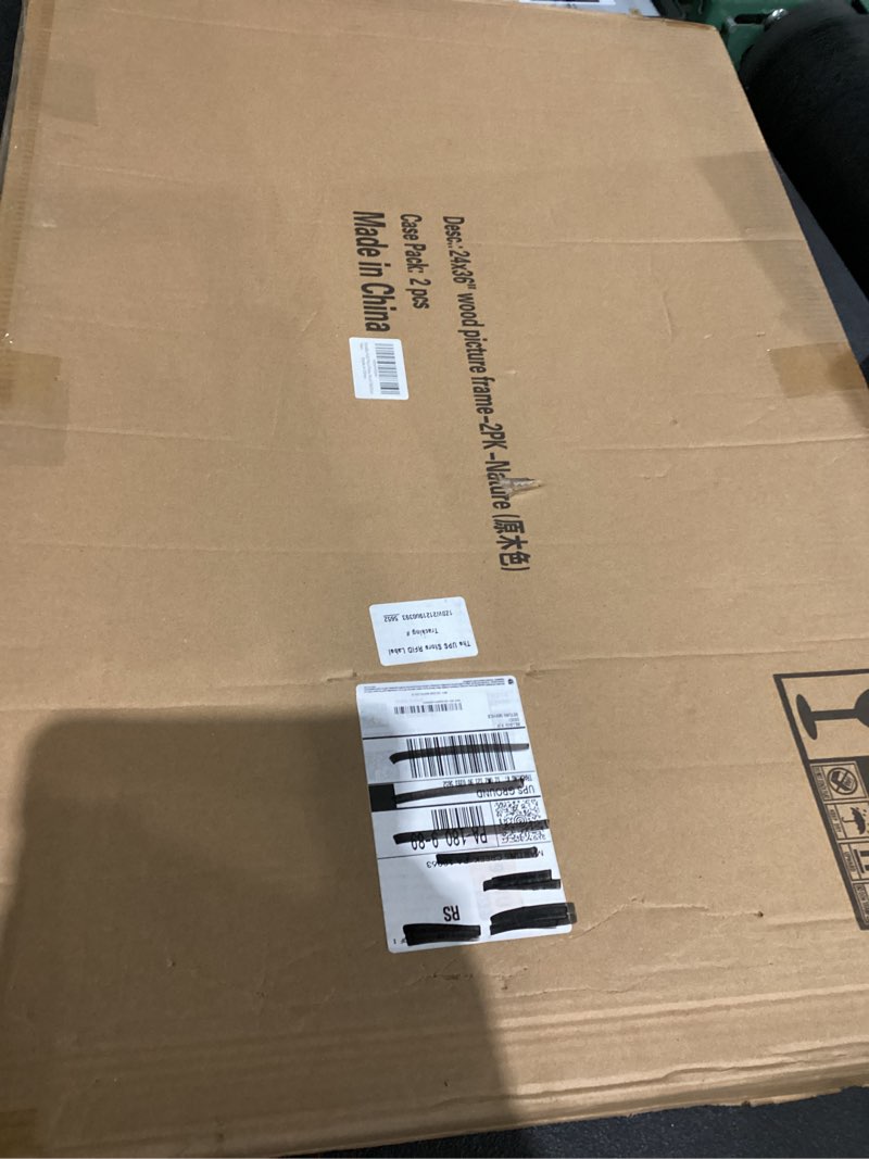 Condition photo showing New/Like New for 24x36 Solid Wood Picture Frame, Natural Wood Poster Frame with Paper Mat, Display picture 20x30 with mat or 24x36 without Mat, Set of 2 Oak Wood Grain 24x36" Natural Wood