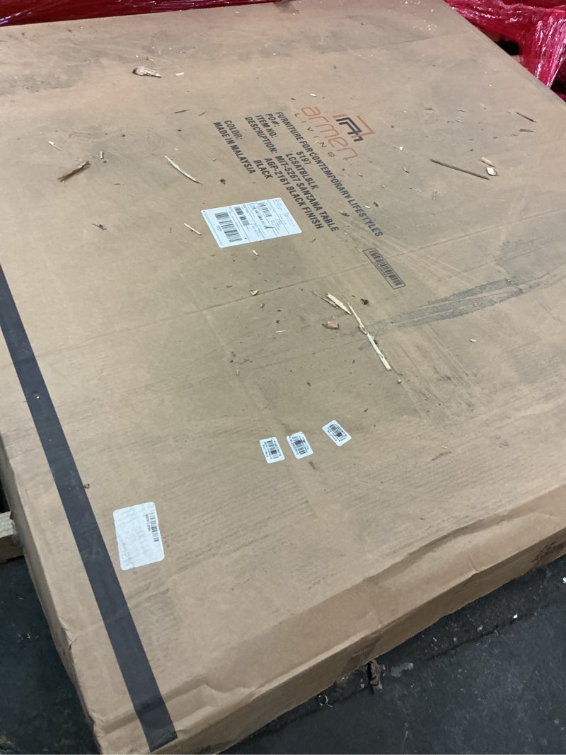 Condition photo showing Good Condition for Armen Living Santana Round Wood Dining Table in Black Finish