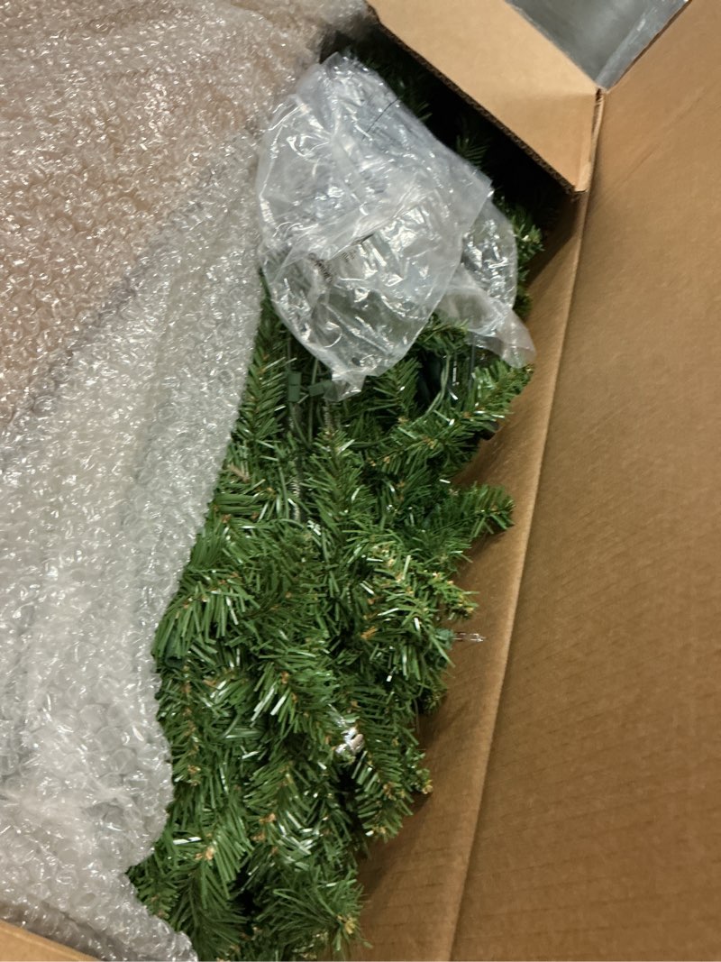 Condition photo showing As Is for National Tree Company Artificial Pre-Lit Slim Christmas Tree  Green  Kingswood Fir  Clear Lights  6.5 Feet