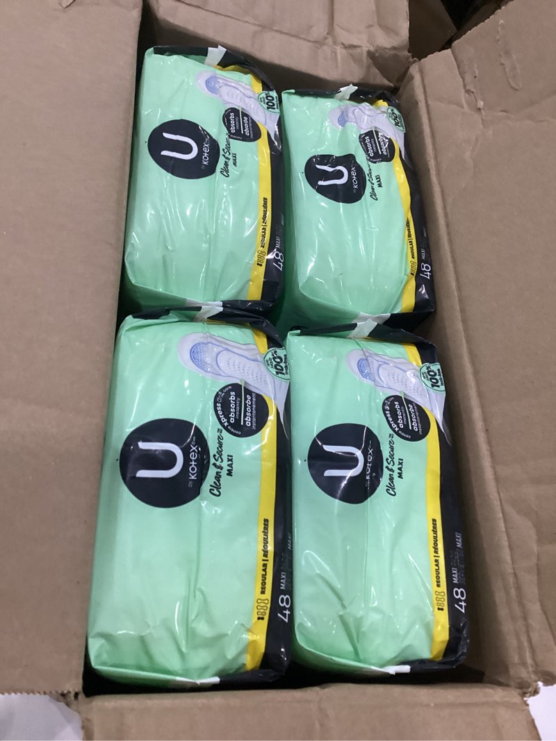 Condition photo showing Good Condition for u by kotex clean & secure maxi pads, regular absorbency, 192 count (4 packs of 48) (packaging may vary) regular absorbency 192