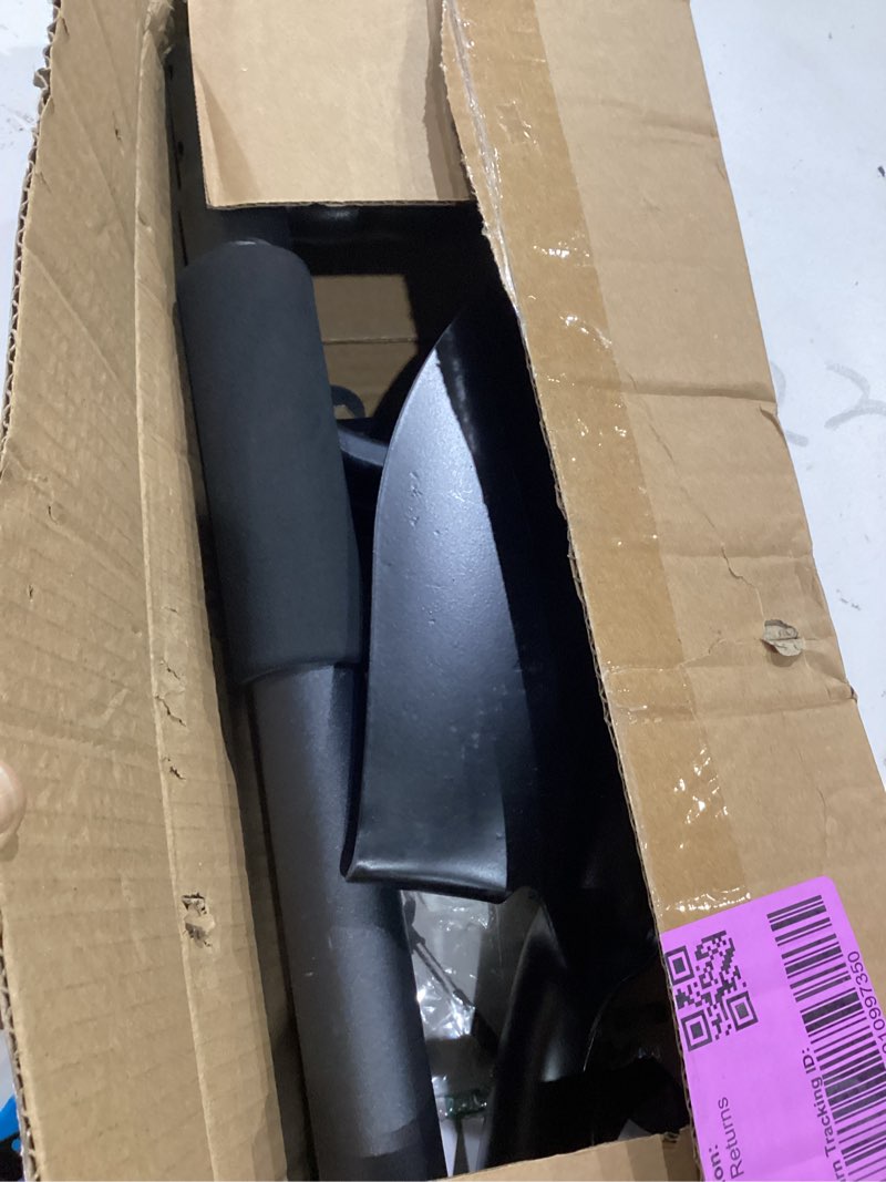 Condition photo showing As Is for 31" compact garden shovel with d-grip handle - rust-proof lightweight metal tool for raised beds, tight spaces & emergency use (kids/adults friendly), black