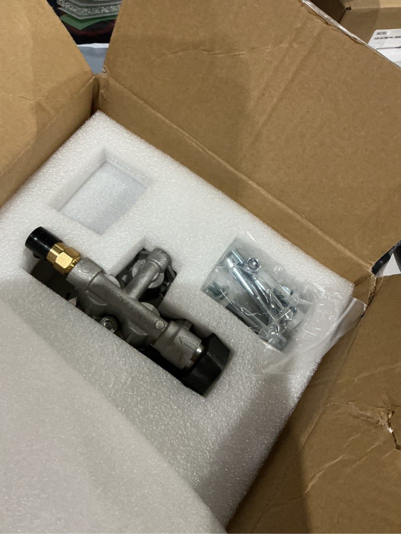 Condition photo showing As Is for yamatic 7/8" shaft vertical pressure washer pump rear inlet/outlet 3000 psi @ 2.5 gpm replacement pump for power washers, compatible with 308653045, 308653052, 308653078, gcv190 and more rear inlet 3000psi