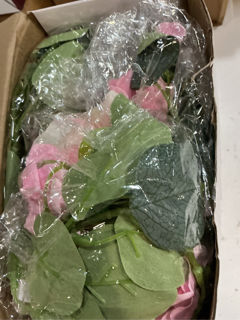 Condition photo showing New/Like New for suncalla 6 ft artificial peony flower garland vintage faux real look silk peony eucalyptus garland pink roses silk flower vine wall hanging plant for wedding arch door arrangement party decor peony style