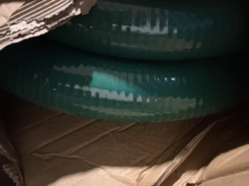 Condition photo showing As Is for 3” discharge hose pump kit for backwashing and drainage | 20’ green suction + 65’ blue discharge pvc hoses with carbon steel filter | ready-to-use setup saves time & effort