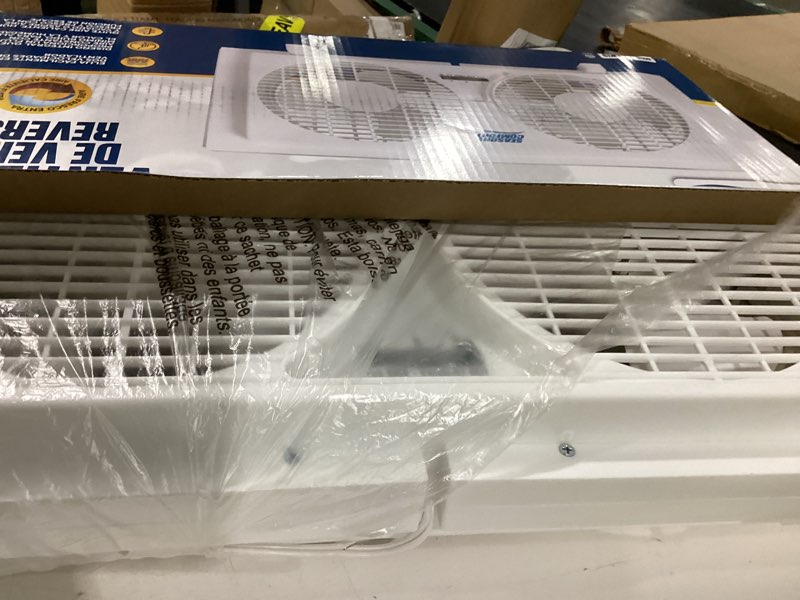 Condition photo showing Good Condition for seasons comfort twin window fan, reversible airflow control, 9 inch, 2 speeds, expandable, exhaust, dual fan - ideal for home, kitchen, bedroom & office