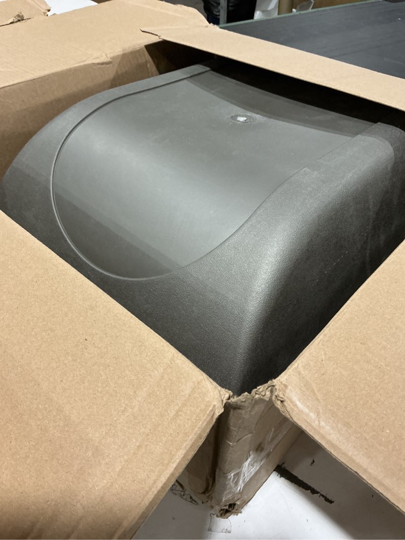 Condition photo showing As Is for omega paw self cleaning litter box, omega paw roll 'n clean litter box, regular size for kittens and cats 10 lbs and under, brown color, model nra15 v5.0