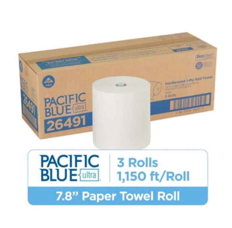 Pacific Blue Ultra® 8” High-Capacity Recycled Paper Towel Rolls by GP PRO (Georgia-Pacific)  White  3 Rolls per Case