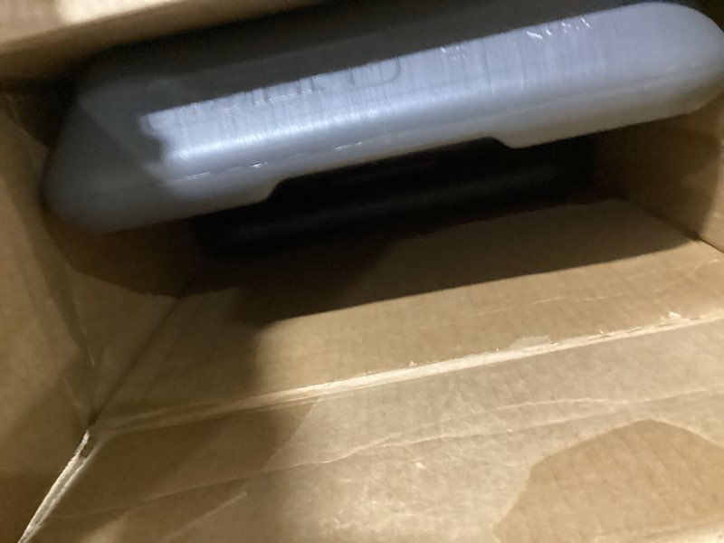 Condition photo showing As Is for the original step exercise step platform, health club size stepper for exercise at home with 4 stackable risers for height adjustments 4 risers grey