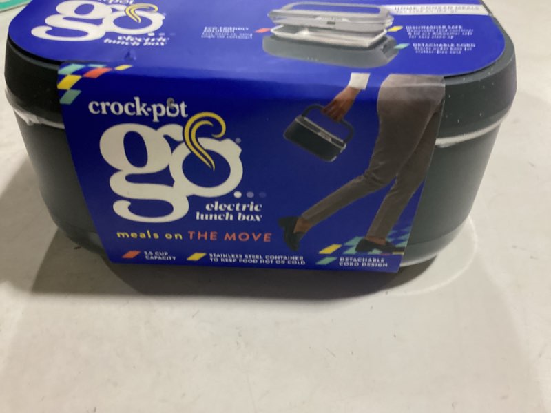 Condition photo showing New/Like New for Crock-Pot 28-Ounce Mini Electric Heated Lunch Box, Portable Food Warmer, Perfect for Travel, Car, On-the-Go, Keeps Food Warm, Spill-Free, Dishwasher-Safe, Ideal Gift for Men and Women, Gray 3.5 Cups