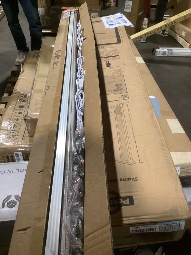 10pack 8ft led shop light, 6000k white 100w super bright, 15000lm v shape garage lighting, plug and play, upgrade hanging/surface linkable led shop lights for workshop 10pack with hanging