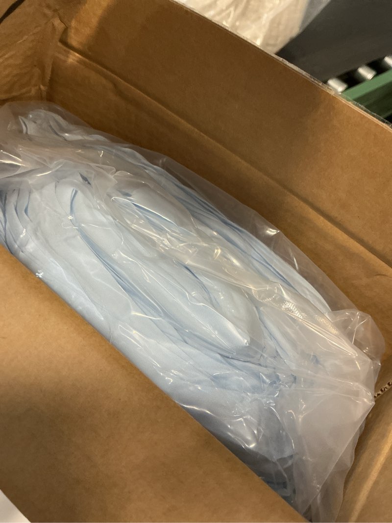 Condition photo showing New/Like New for Andency Light Blue Ruffle Comforter Twin XL(68x92Inch), 2 Pieces(1 Ruffled Comforter and 1 Pillowcase) Solid Farmhouse Shabby Chic Bed, Vintage Rustic Soft Microfiber Bedding Set Light Blue Twin XL(68"x92")