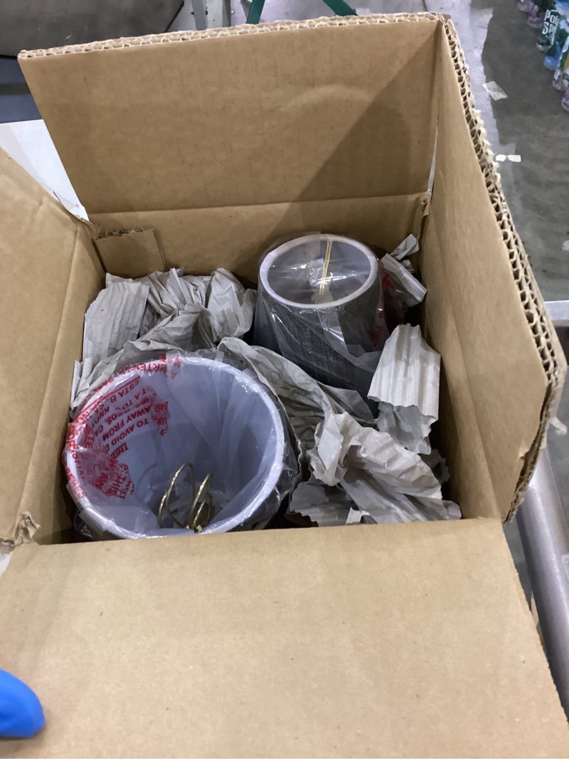 Condition photo showing New/Like New for Aspen Creative 51053-5,Hardback Empire Transitional Clip-On Chandelier Shade/Dark Silver Grey Burlap Textured Fabric.2.5"Top x 4"Bottom x 5"Slant.Set Of 5.