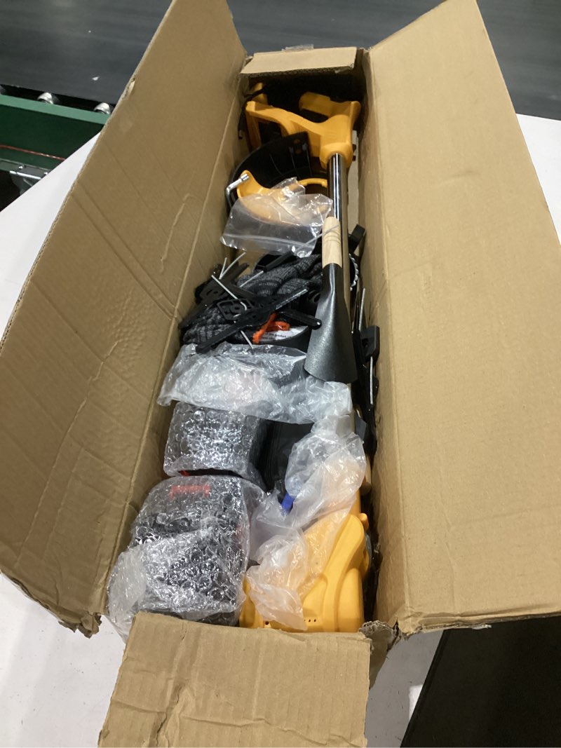 Condition photo showing Good Condition for also go 24v cordless weed wacker with 2 * 4.0ah batteries, 3 in 1 electric weed eater with wheel, battery powered weed trimmer/string trimmer 5 types blades for lawn yard garden landscaping canary yellow