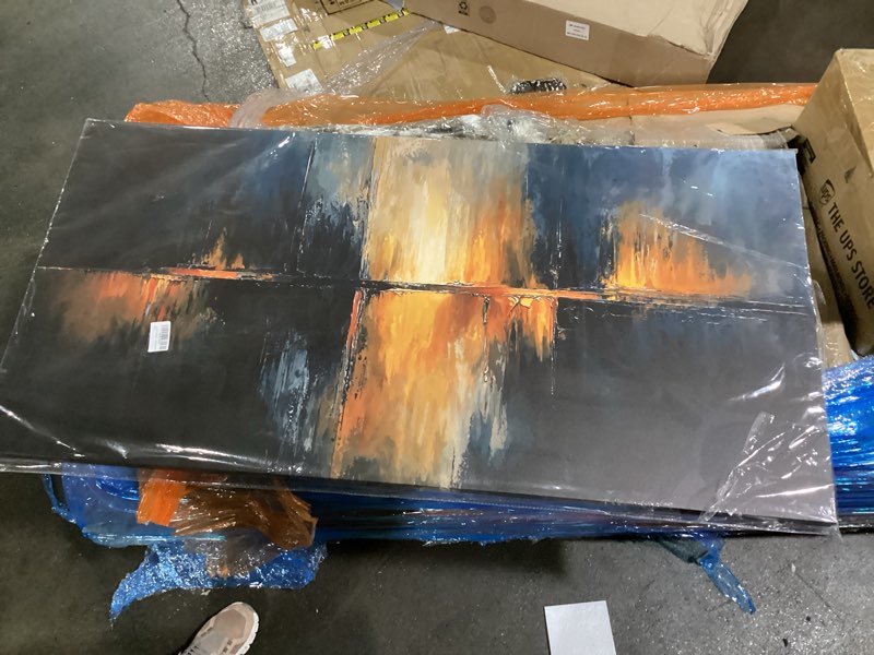 Condition photo showing New/Like New for canvas wall art decor modern black wall art prints large gold wall art decorations art work for wall decor wall art pictures for living room abstract artwork for walls bedroom office decor 24" x 48" tb-01e wrapped canvas 48"l x 24"w