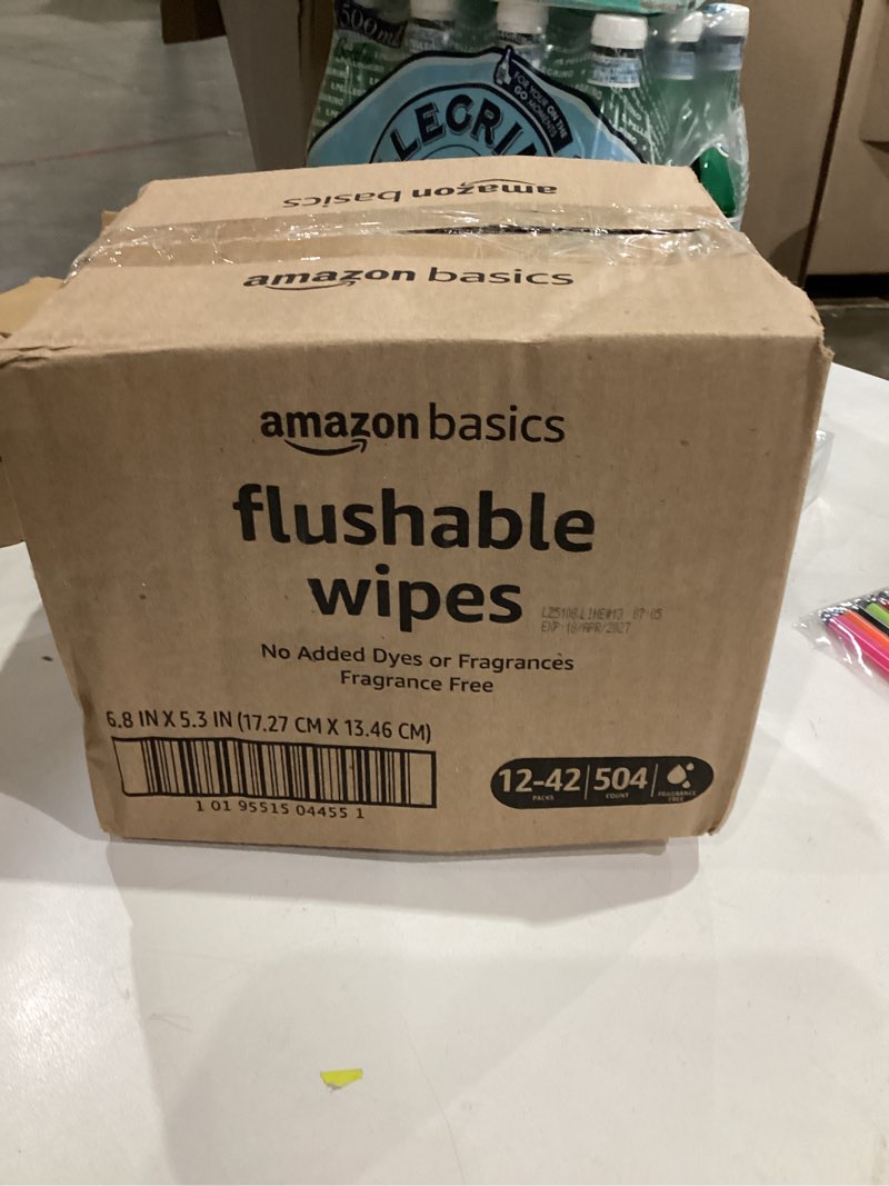 Condition photo showing New/Like New for Amazon Basics Flushable Adult Toilet Wipes, Fragrance Free, 504 Count (12 Packs of 42) 42 Count (Pack of 12)