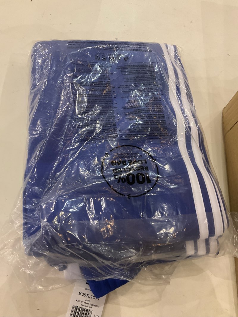 adidas mens essentials fleece 3-stripes tapered cuffed pants, semi lucid blue, large, tall 3 inches