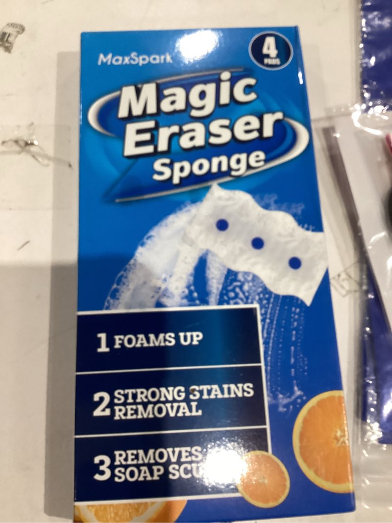Condition photo showing New/Like New for Magic Eraser Sponges 4 Pack – Thick Melamine Cleaning Sponges for Walls, Kitchen, Bathroom & Floors – White Magic Sponge Eraser Pads for Heavy Duty Multi-Purpose Cleaning