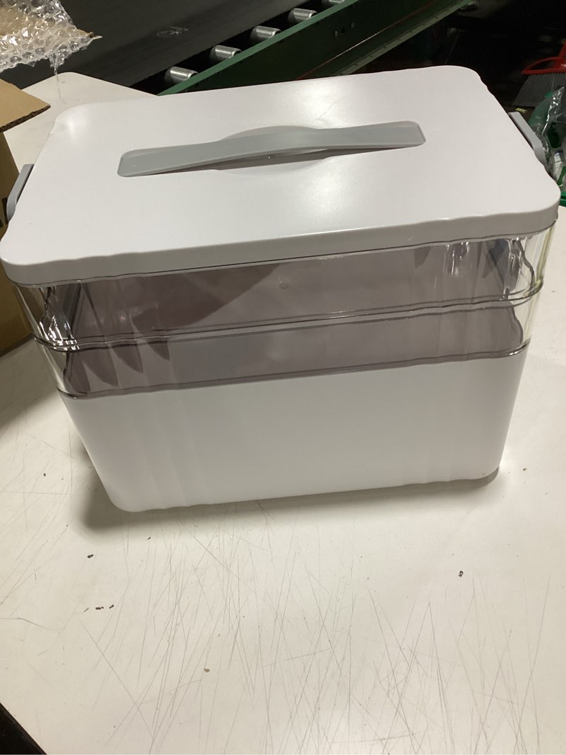 Condition photo showing Good Condition for 3-Tier Medicine Organizer - Portable Medicine Cabinet with Plastic Handle, Multipurpose Medical Box, Pill Organizer, Empty First Aid Kit for Home