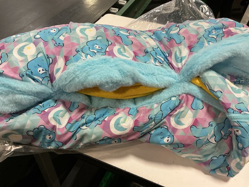Condition photo showing As Is for Happy Nappers: Care Bears Sleep Sack Large - Wish Bear - 66 x 30, 2-in-1: Plush Character Opens Into Sleeping Bag, Soft Nap & Play Animal, Kids 3+