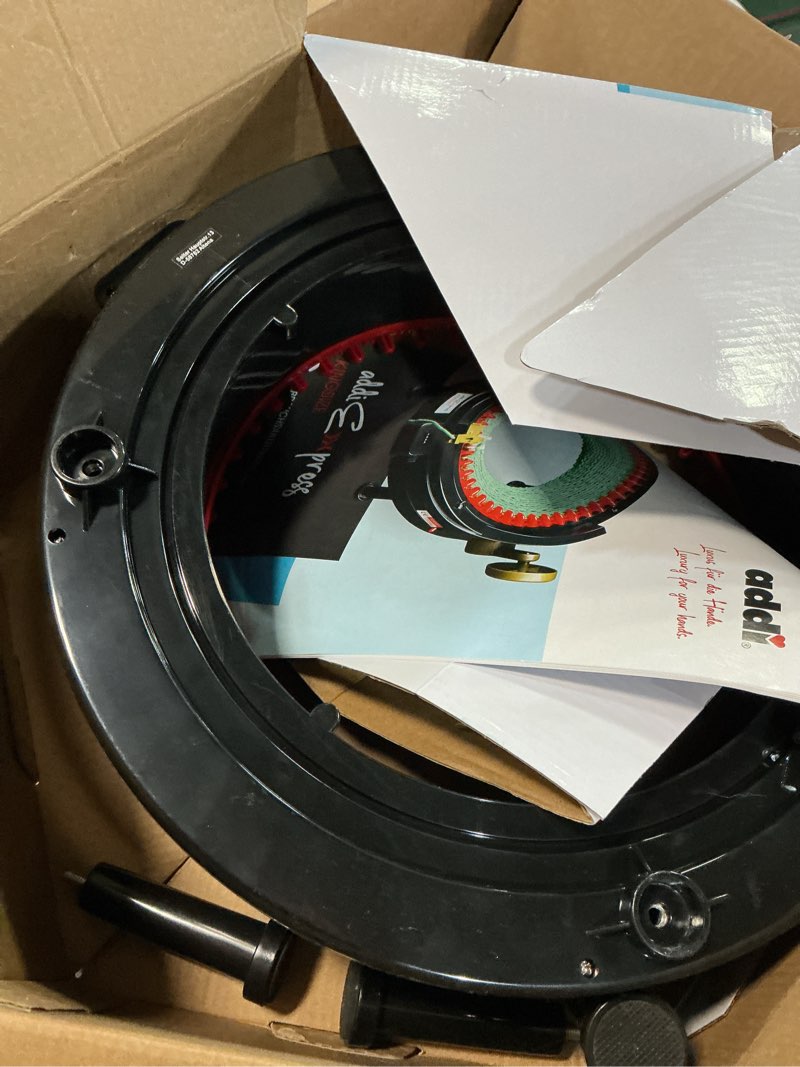 Condition photo showing As Is for Addi Express King Size Knitting Machine, 46 Needle Round Loom with Row Counter and Hand Crank, Black, 17.7 Inch Flat Panel Width King Size Single