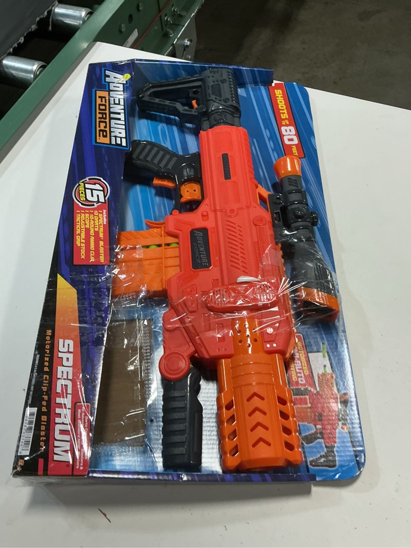 Condition photo showing Good Condition for adventure force spectrum, motorized clip-fed red foam dart blaster