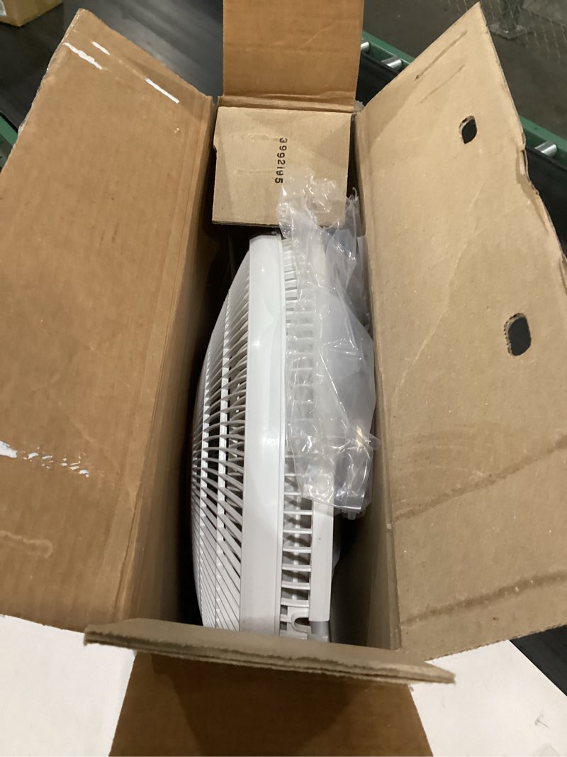 Condition photo showing As Is for Lasko Oscillating Adjustable Pedestal Stand Fan with Timer and Remote for Indoor, Bedroom, Living Room, Home Office & College Dorm Use, 16 Inch, White, 1646 White Fan