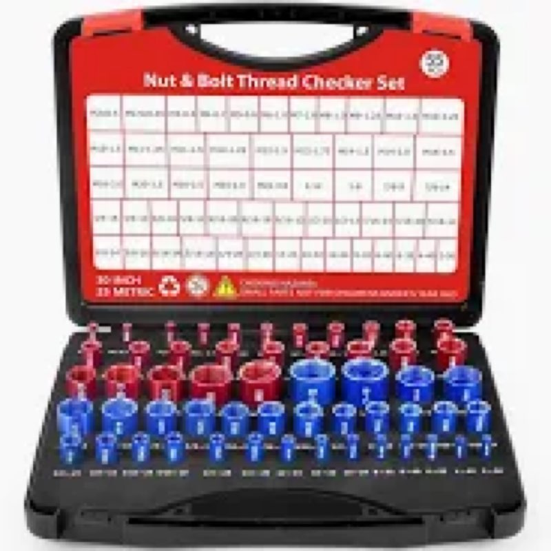 55 pcs thread checker, nut and bolt thread checker set with 30 inch and 25 metric box set thread gau