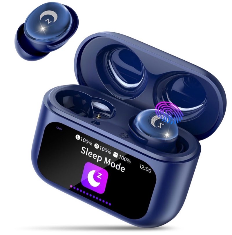 sleep earbuds bluetooth 5.4 in ear smart touch screen ear buds, 48h playtime mini sleep headphones small design for side sleepers, crystal-clear calls, 5 eq modes, ipx7 waterproof earphones deep blue