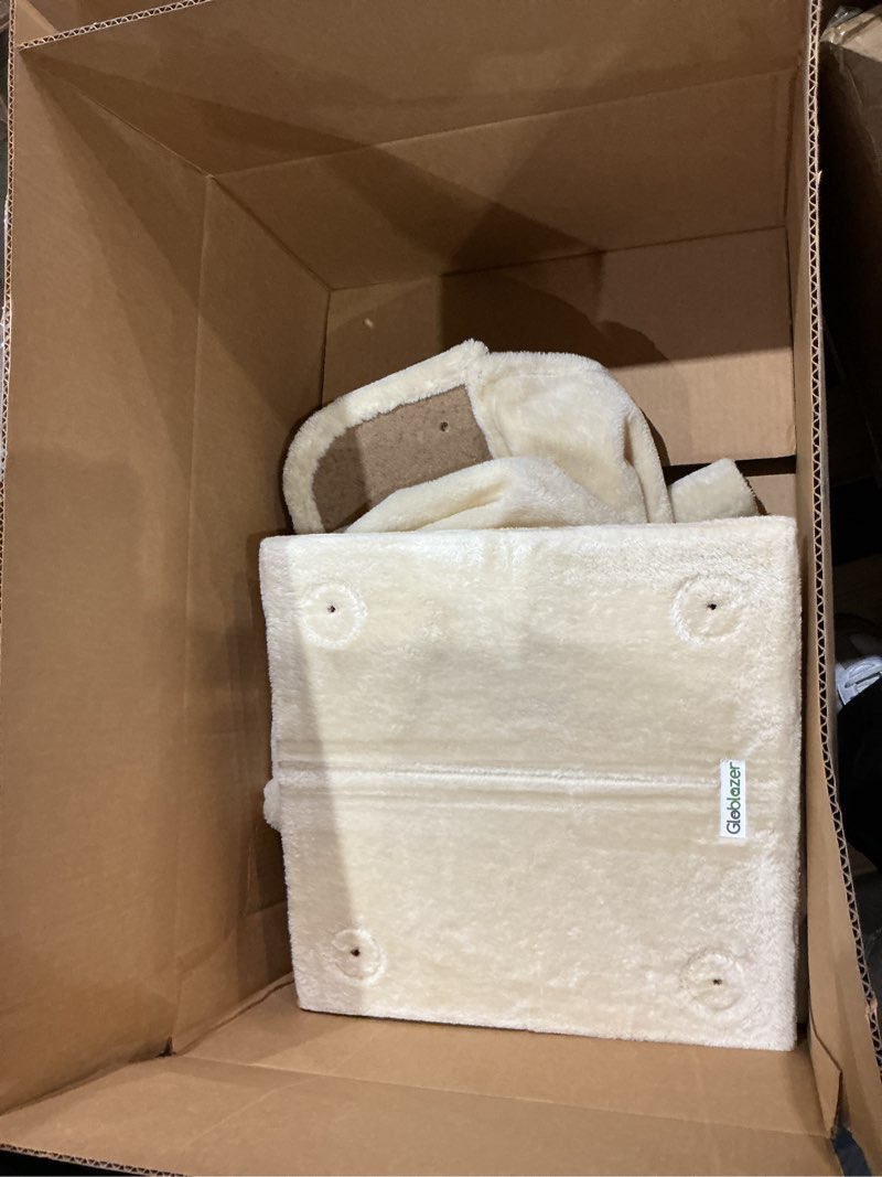 Condition photo showing Good Condition for not exact but similar to globlazer corner cat tree, 51in curved series modern cat tower for indoor cats with hammock, 7 sisal scratching posts, large fan-shaped platform for large cats, cat condo & hanging basket, c51, beige? 51inch beige