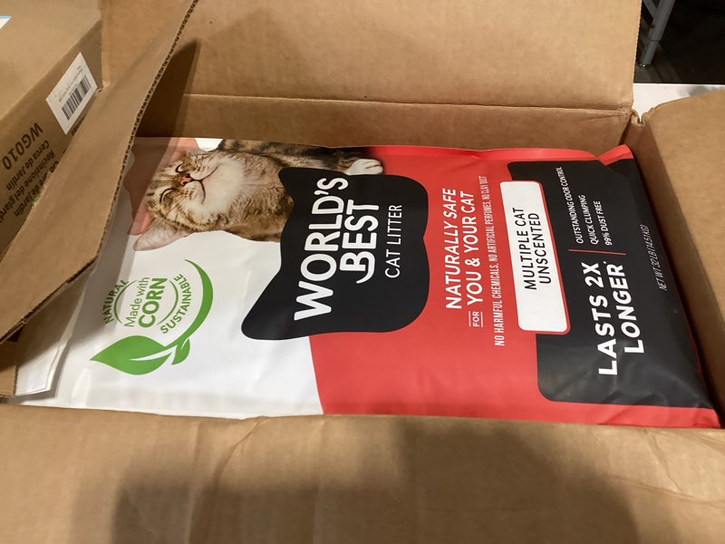 Condition photo showing Good Condition for world's best cat litter multiple cat unscented, 32-pounds - natural ingredients, quick clumping, flushable, 99% dust free & made in usa - long-lasting odor control & easy scooping