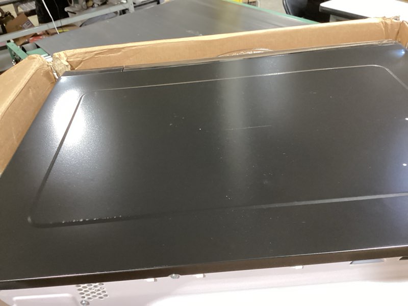 Condition photo showing New/Like New for ge countertop microwave oven, 1,150-watt capacity, 1.6 cubic ft., 8 auto setting cooking settings, child-lock technology, kitchen essentials for the countertop, dorm room or apartment, stainless steel 1.6 cu.ft. stainless steel