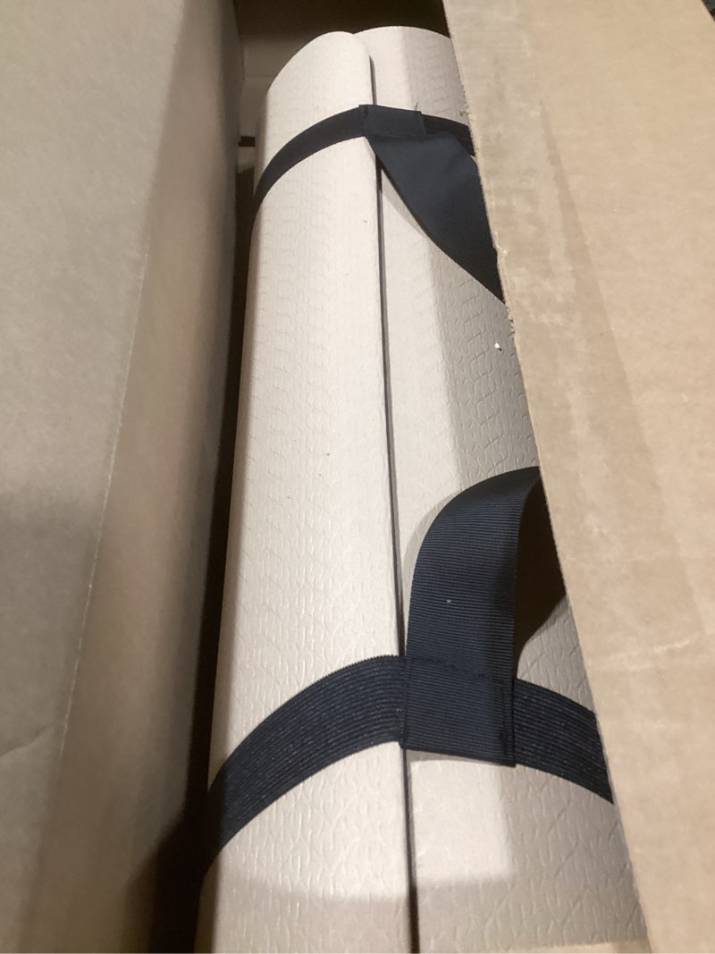 Condition photo showing New/Like New for Yoga Mat Non Slip Anti-tear,extra thick-2/5 inch?10MM?High Resiliency Professional POE Yoga Mats for Women Men Kids,72"x24"inch,Workout, Yoga, Pilates and Floor Exercise, with Carrier Strap 72"x24"x10mm Beige+Black.