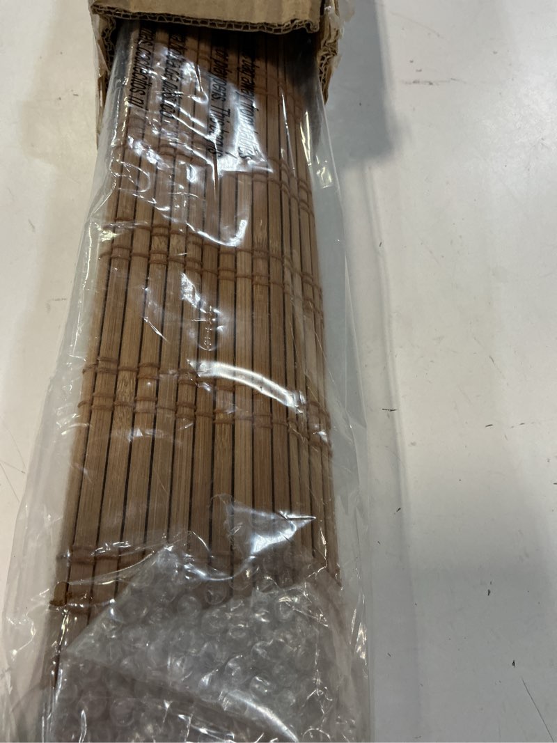 Condition photo showing Good Condition for bamboo blinds for interior windows, easy to install bamboo shades for indoor windows, custom roller shades for indoor window and outdoor patio, 23" w x 48" h bamboo carbonized broad 23"w x 48"h