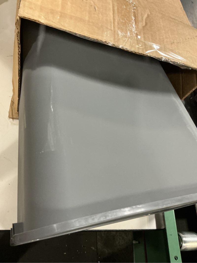 Condition photo showing As Is for amazon basics lightweight rectangular commercial office wastebasket, 10 gallons, grey grey 10 gallon (pack of 1)