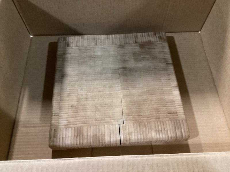 Condition photo showing As Is for Ironwood Gourmet 28218 Square Charleston End Grain Chef's Board , Acacia Wood 14" Square 14"L x 14"W Board