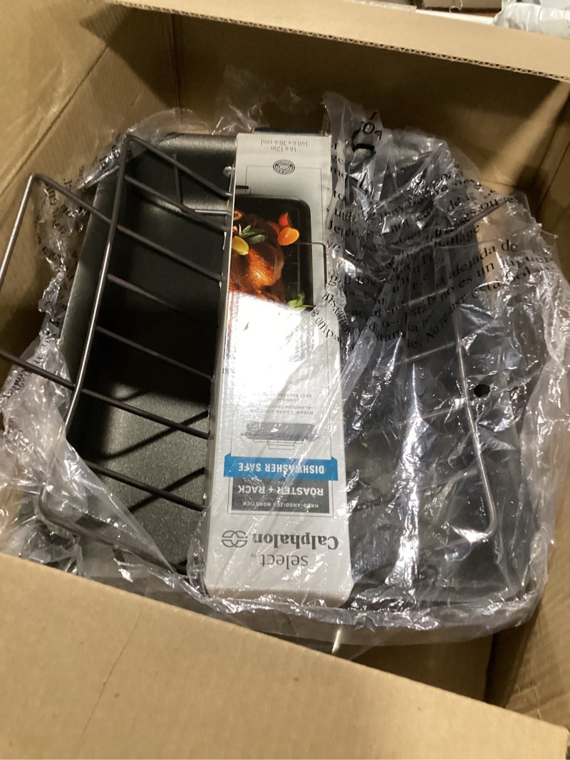 Condition photo showing Good Condition for For Calphalon Hard-Anodized Nonstick 16-Inch Roasting Pan with Rack