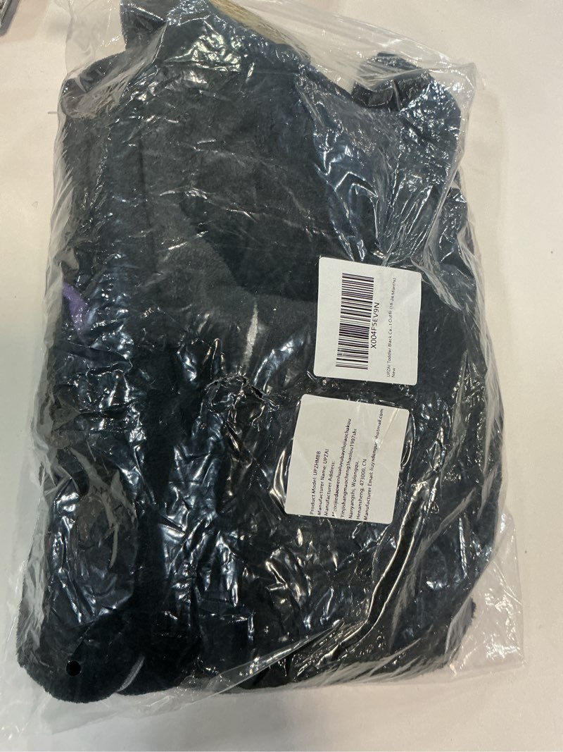 Condition photo showing New/Like New for (18-24 Months) Toddler Black Cat Costume: Hooded Halloween Animal Onesie - Cute Fuzzy Warm Fall Winter Cat Outfit
