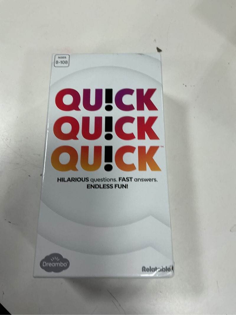 Condition photo showing New/Like New for Quick Quick Quick by Relatable, Unleash Your Inner Funny with The Ultimate Party Games for Friends and Thanksgiving Family Games, The Fastest Way to Have Fun, Ages 8 to 108