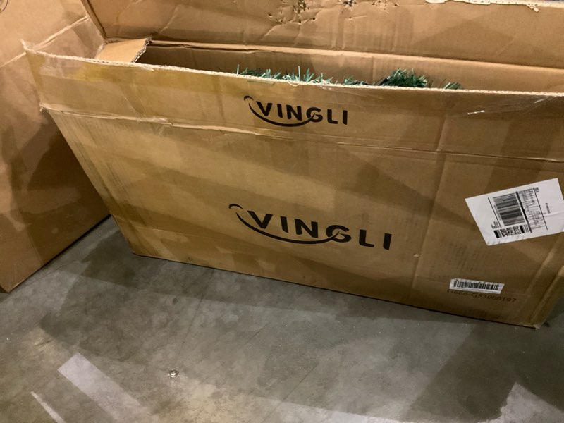 Condition photo showing Good Condition for VINGLI Pre-lit Artificial Christmas Wreath for Front Door, Windows, Green Christmas Wreath Decorations with Forested Branches, Xmas Wreath w/Bow, Pine Cones, Ornaments, Remote Control, Timer, 36 Inch 36 Inch Red & Green