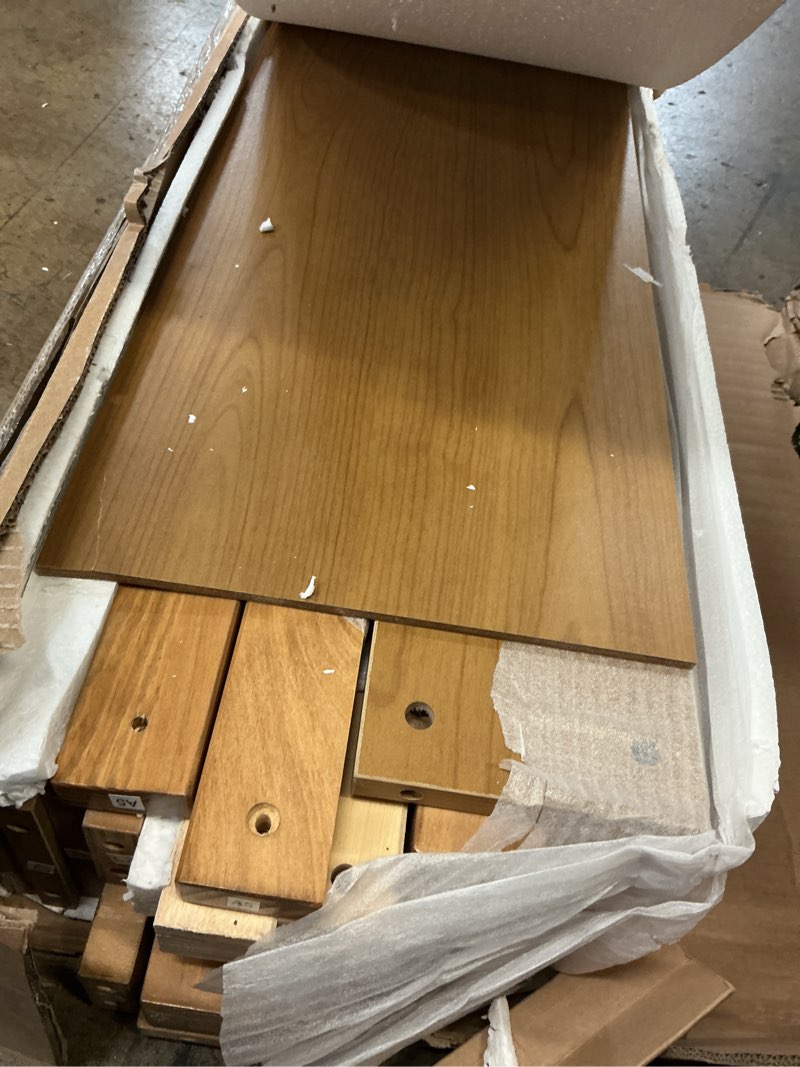 Condition photo showing As Is for  ( incomplete. Box 2 of 2 )) Ball & Cast Queen Over Queen Bunk Bed with Built-in Storage Cabinets and Guardrails,Wood Bunbed w/Charging Station & Ladder,Full-Length Guard Rail,Slat Support,Bedroom Furniture for Student,Wheat Queen Over Queen-wheat