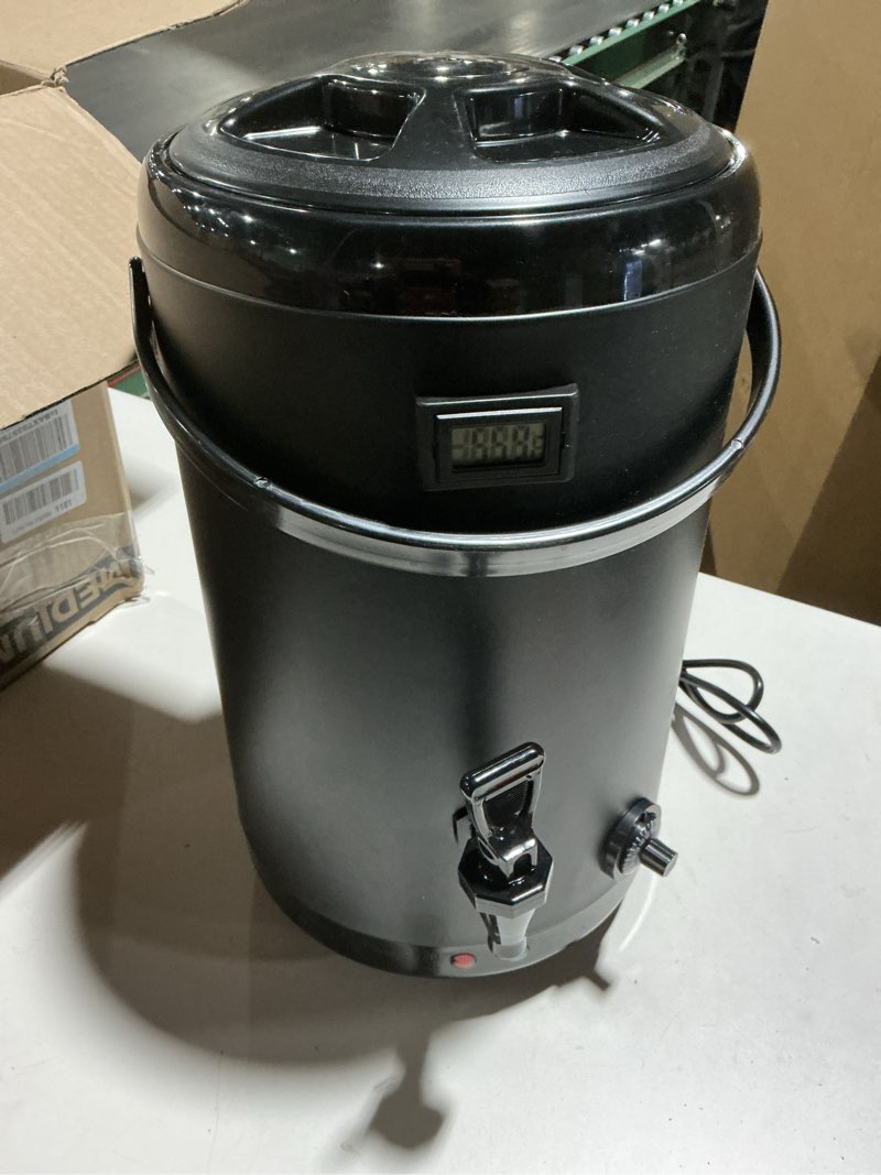 Condition photo showing Good Condition for Insulated Beverage Dispenser, 12L/3.17Gal Thermal Hot and Cold Beverage Dispenser, Stainless Steel Insulated Hot Drink Dispenser with Spigot and Thermometer for Coffee & Tea,Milk,Water,Juice (Black) 12L Black