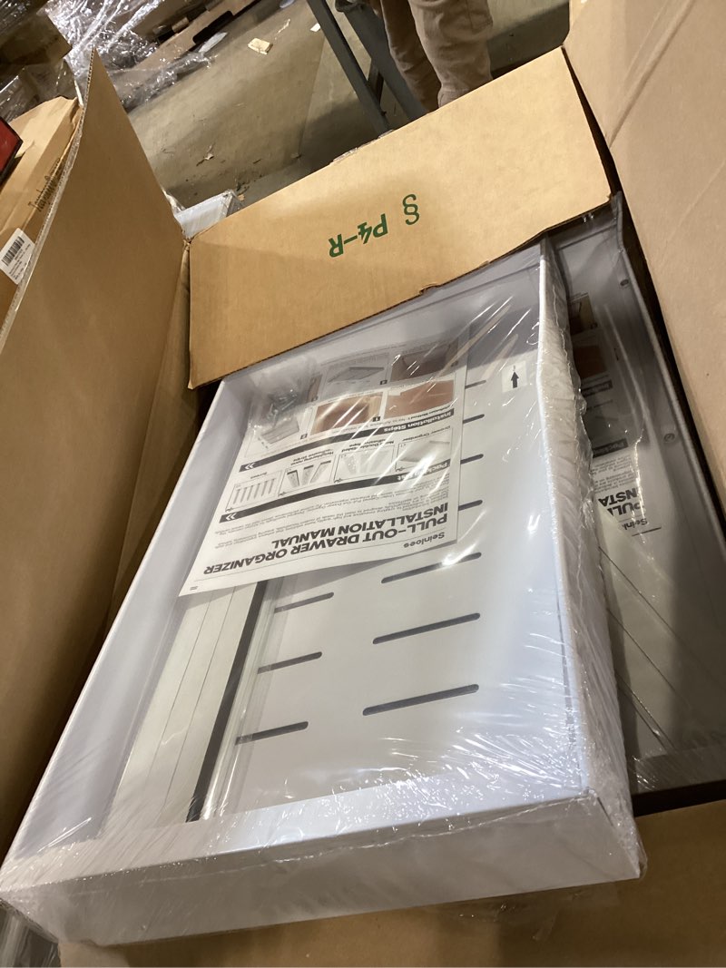 Condition photo showing Good Condition for 2 pack pull out cabinet organizer deep,full extension 3 slide rails slide out drawers with raising pad for framed cabinets,expandable width (12.3\\\"-20.5\\\"),no drill roll out shelf,white white 2pack)