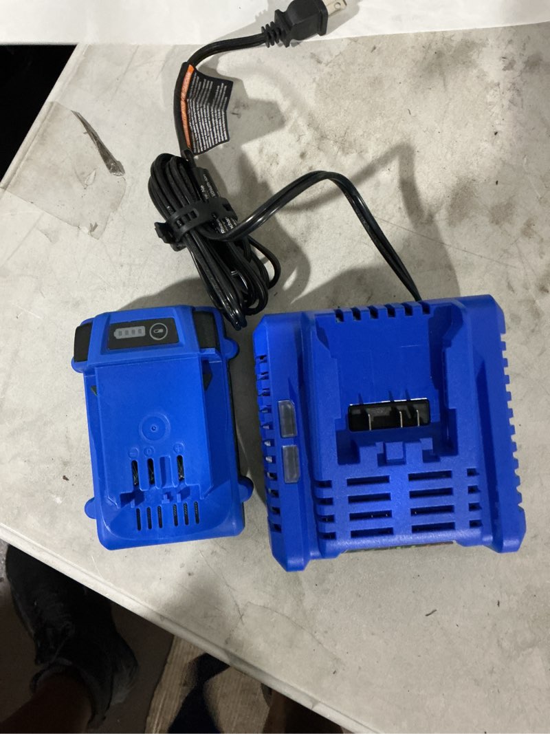 Condition photo showing As Is for kobalt 24 -volt 1 -pack battery and charger ( 2 ah lithium-ion )