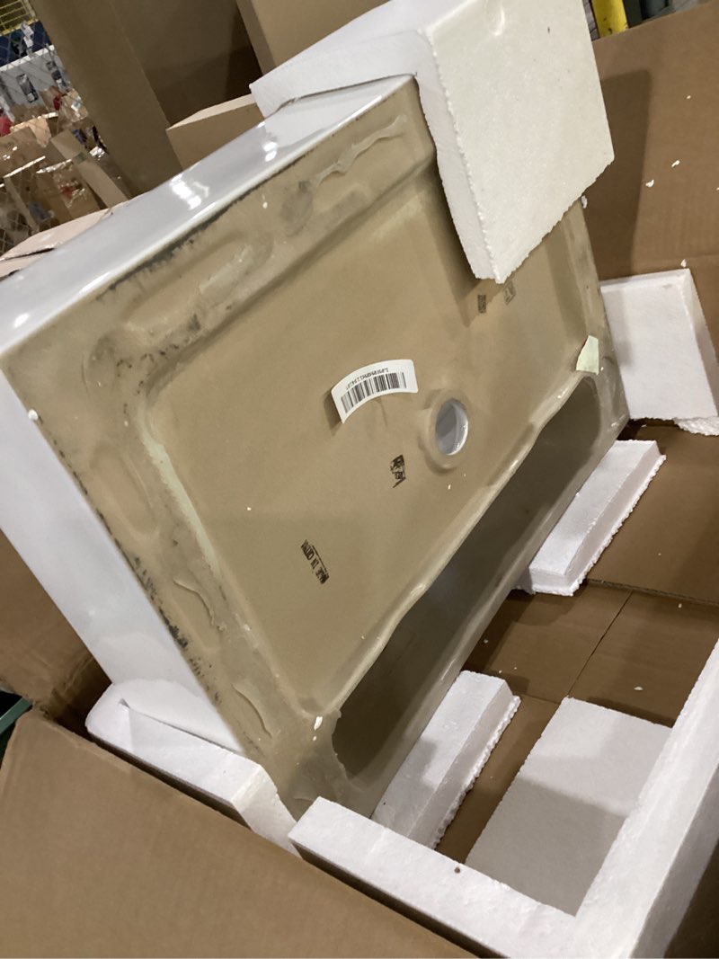 Condition photo showing As Is for gaomon vessel sink rectangular, 24"x18" bathroom sink white ceramic lavatory vanity above counter ve