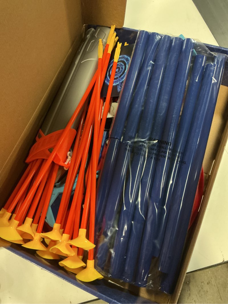 Condition photo showing Good Condition for 2 pack kids bow and arrow, 20 suction cup arrows, 2 archery targets&quiver, light-up set for 4 5 6 7 8 9 10 11 12 year old, indoor outdoor toys for ages 5-7 8-13 boys girls(black & blue)