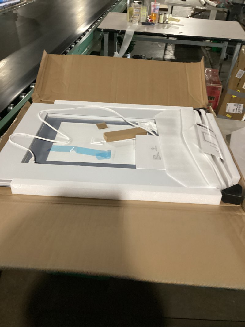 Condition photo showing Good Condition for led bathroom mirror, 24x32 inch gradient front and backlit led mirror for bathroom, 3 colors dimmable cri>90 double lights, ip54 enhanced anti-fog, hanging plates lighted vanity mirror