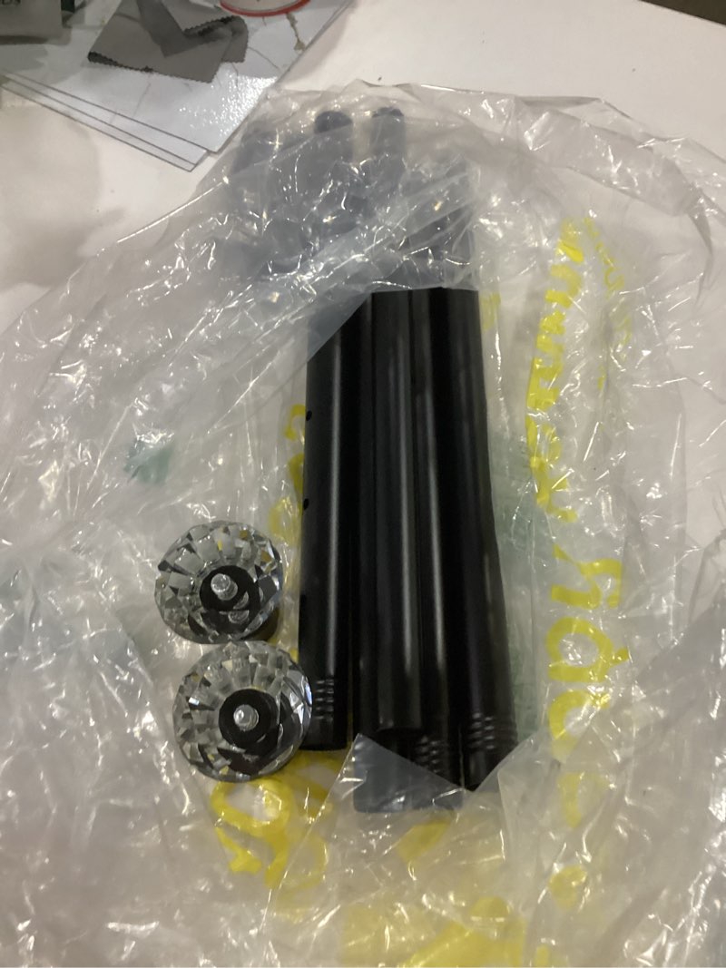 Condition photo showing As Is for Orger Black Matte Crystal Curtain Rod for window from 30-68 Inches Adjustable Drapery Rod with Diamond Design, Single Window Treatment Rod for Living Room 30-68 Inch|1 Pack Black