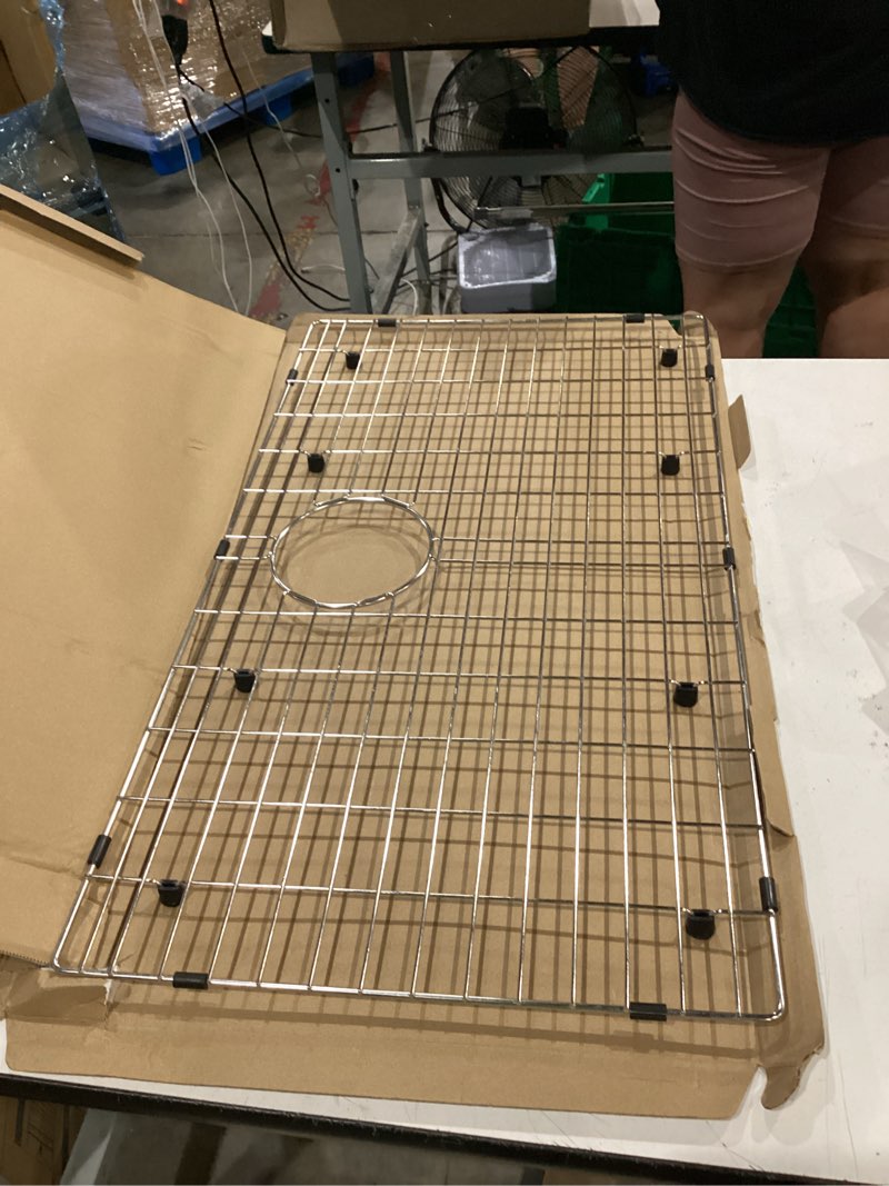 Condition photo showing Good Condition for lqs kitchen sink rack, 28 3/8 x 15 3/8 inch kitchen sink protectors with rear drain hole for single bowl, sink rack